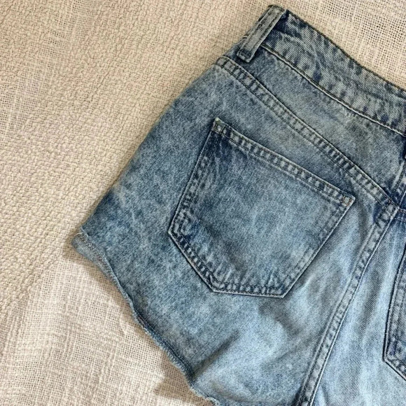 Topshop High Rise Distressed Denim Hallie Moto Shorts - Picture 8 of 8